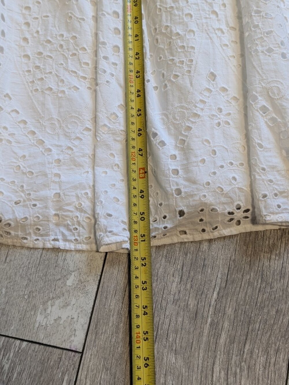 White Eyelet Cotton Maxi Dress Fit Flare Open Back Bow L Summer Boho Beach NWT - Picture 16 of 16
